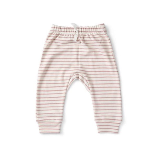Organic Cotton Baby Harem Pants - Pink Stripe, 0-3m