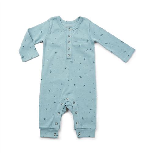 Organic Cotton Baby Romper - Rocket Print, 0-3m