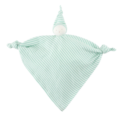Organic Baby Toys - Handkerchief Lovey Doll - Aqua Stripe