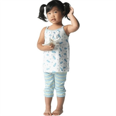 Organic Baby Outfit - Seahorse Tank & Capris - 12 Months