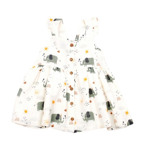 Organic Elephant Dress and Bloomers - 12-18m