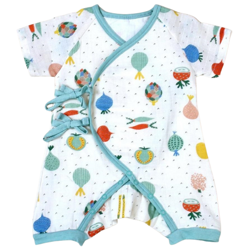 Organic Veggie Kimono Romper,  0-3m