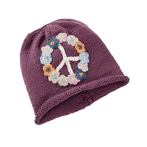Peace Baby Hat - Purple