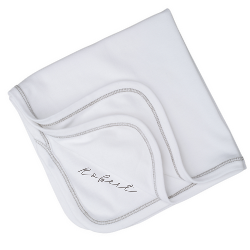 Personalized Grey Blanket - Embroidered