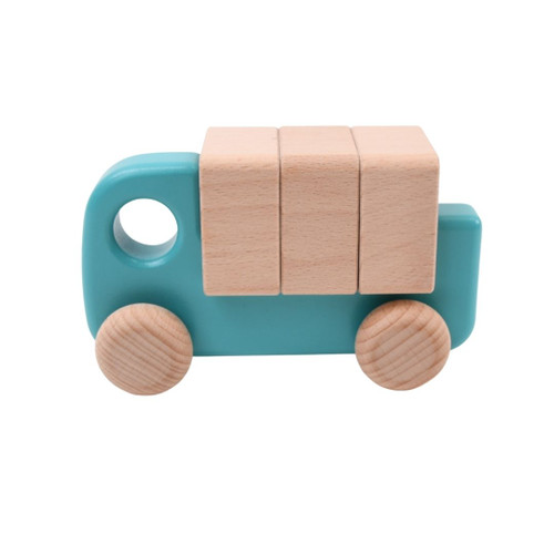 Wooden Toy Truck with Blocks - Teal