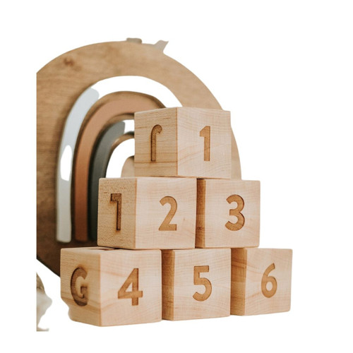 Modern Wooden Alphabet and Numeral Blocks