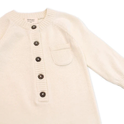 Organic Baby Romper - Cream - Knit - 6-12m