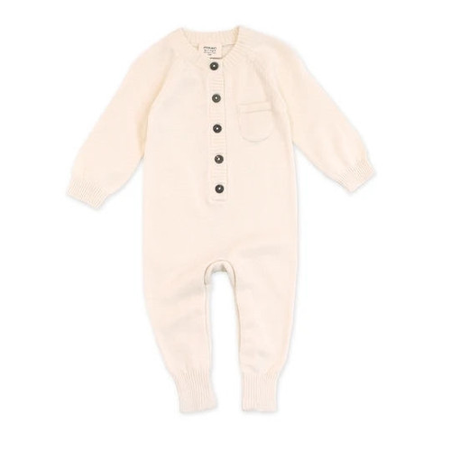 Organic Baby Romper - Cream - Knit - 6-12m