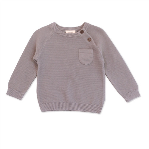 Organic Pullover Sweater - Grey, 6-12m
