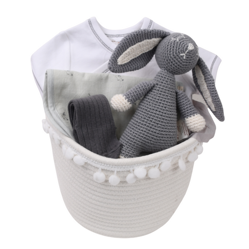 New Baby Gift Basket - Oh, Baby - Grey