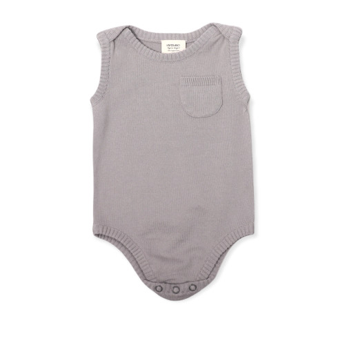 Organic Knit Sleeveless Bodysuit - Grey, 0-3m