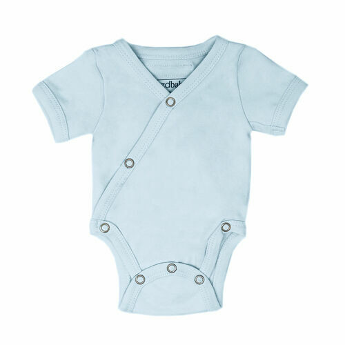 Organic Short-Sleeve Kimono Bodysuit - Moonbeam, 3-6m