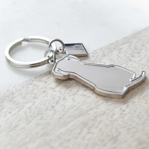 Sitting Dog Silver Keyring