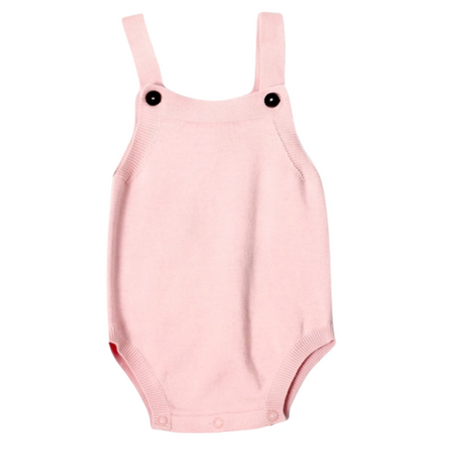 Organic Button Knit Sleeveless Bodysuit - Blush, 0-3m