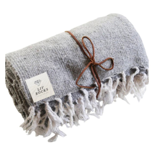 Traditional Mexican Falsa Blanket - Grey