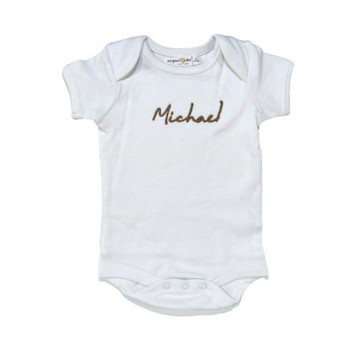 Personalized Organic Baby Onesie - Embroidered Baby Name