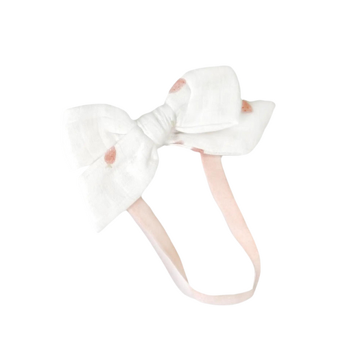 Organic Cotton Strawberry Bow Headband - 0-6m