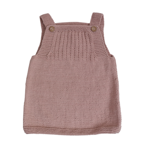 Hand Knit Organic Baby Dress - Rose, 6-12m