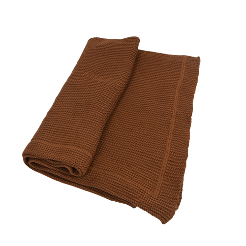 Organic Knit Baby Blanket - Brown