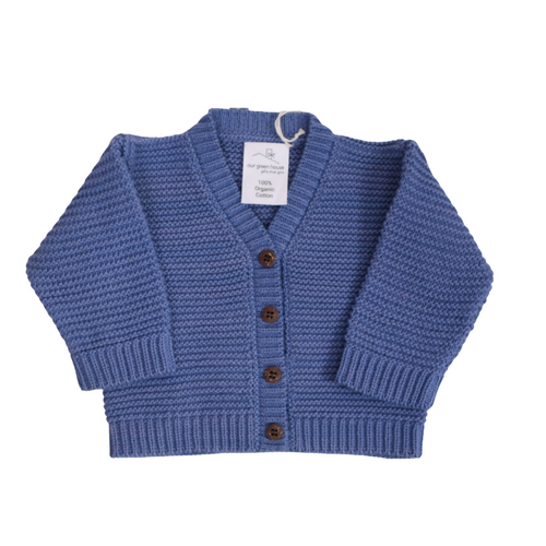 Organic Hand Knit Baby Sweater - Blue