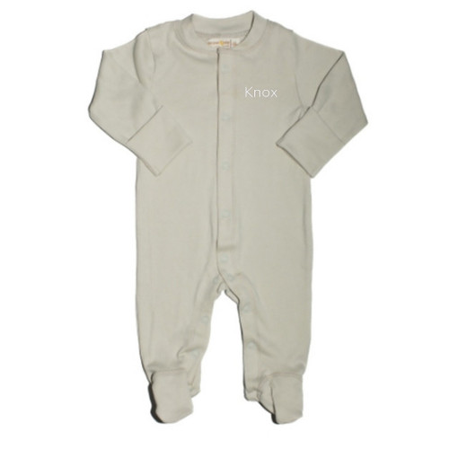 Embroidered Footed Pajamas - Stone