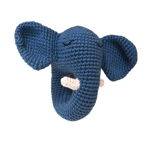 Organic Baby Rattle for Boy - Elephant Crochet