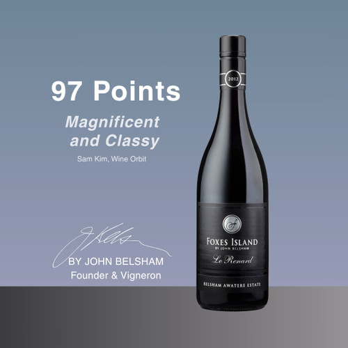 97 Points - Foxes Island Wines Icon Pinot Noir Le Renard by winemaker John Belsham, New Zealand