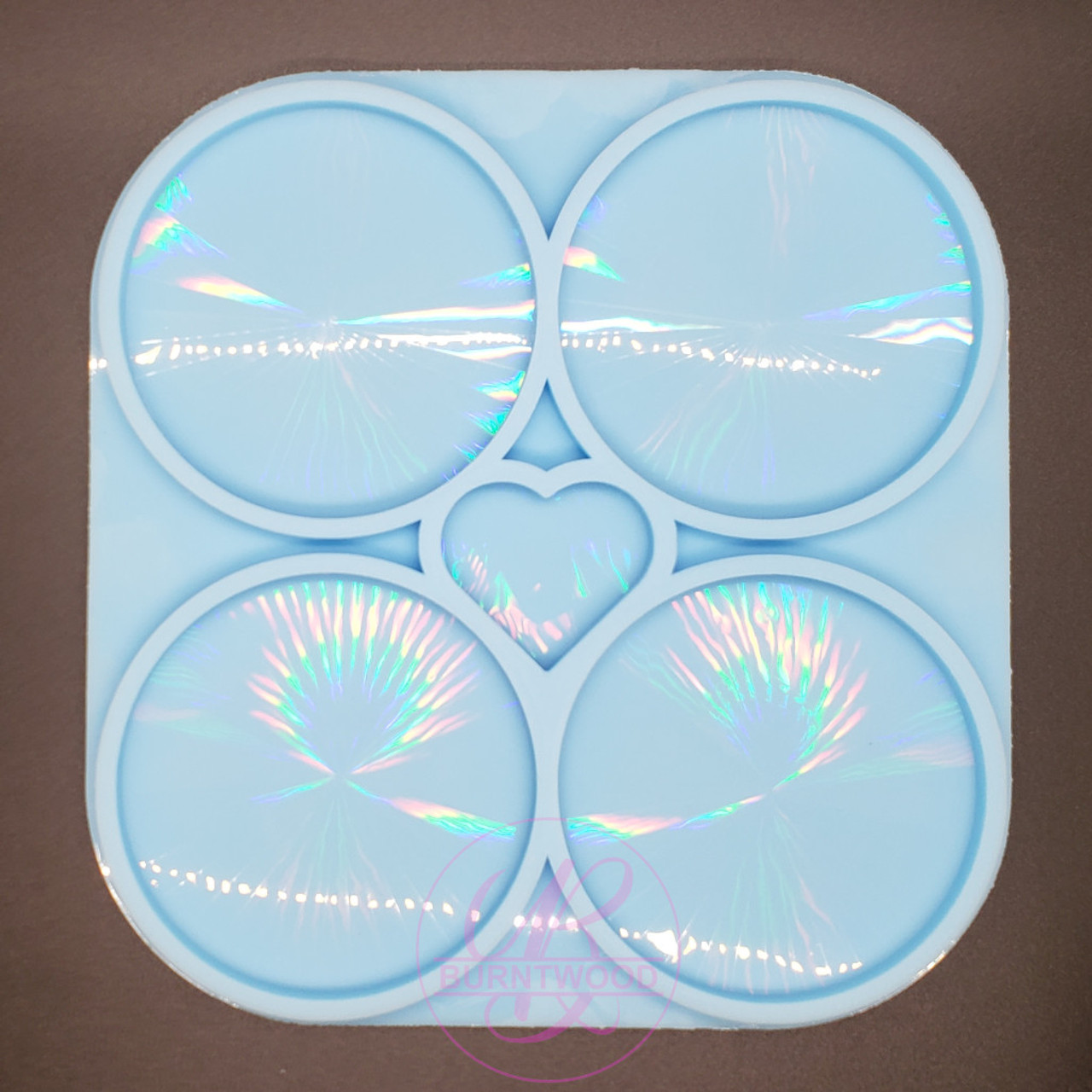 Holographic Silicone Mold Round Heart Center Coaster