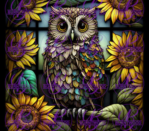 Owl With Sunflowers 7516