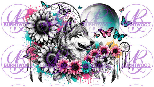UV DTF 16oz Wrap - Floral Wolf 11234