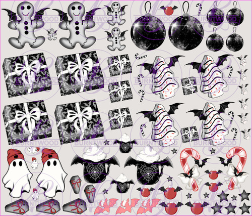 UV DTF Element Sheet 8.5" x 10" - Spooky Christmas 0011