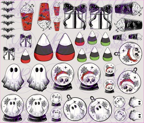 UV DTF Element Sheet 8.5" x 10" - Spooky Christmas 0012