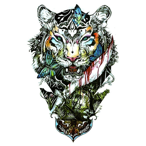 Temporary Tattoo, HB-745, Tiger 745, 6" x 8.25"