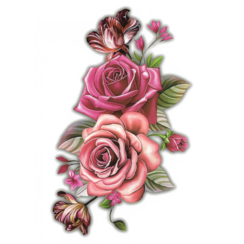 Temporary Tattoo, HB-665, Rose 665, 6" x 8.25"