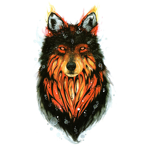 Temporary Tattoo, TH-204, Wolf 204, 6" x 8.25"