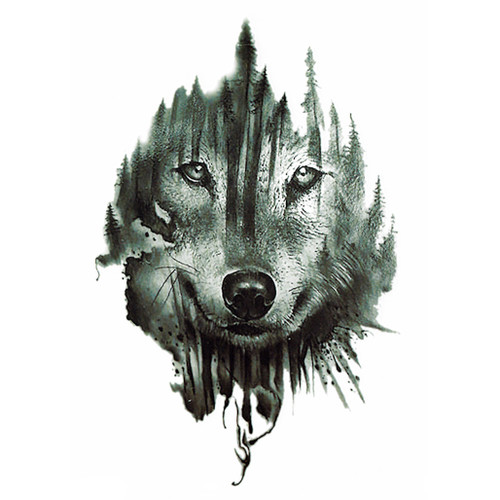 Temporary Tattoo, TH-150, Wolf 150, 6" x 8.25"