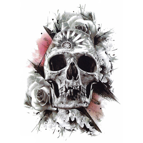 Temporary Tattoo, TH-158, Skull 158, 6" x 8.25"