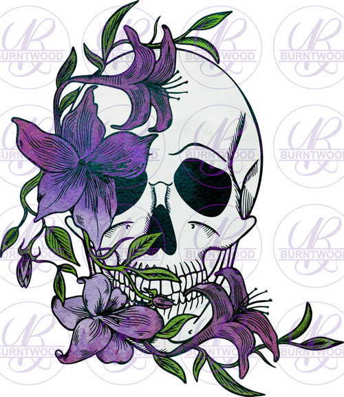 Purple Floral Skull 0612