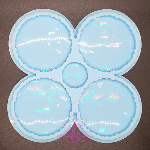 Holographic Silicone Mold Round Heart Center Coaster