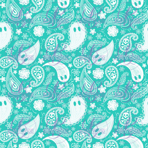 Hex Reject - Paisley Ghosts Aqua Seamless 4016