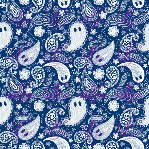 Hex Reject - Paisley Ghost Navy Blue Seamless 4027