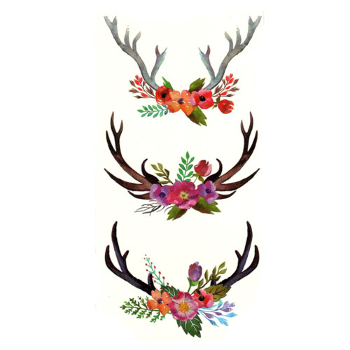 Temporary Tattoo, TL-001, Antler Multi 001, 3.5" x 7.5"