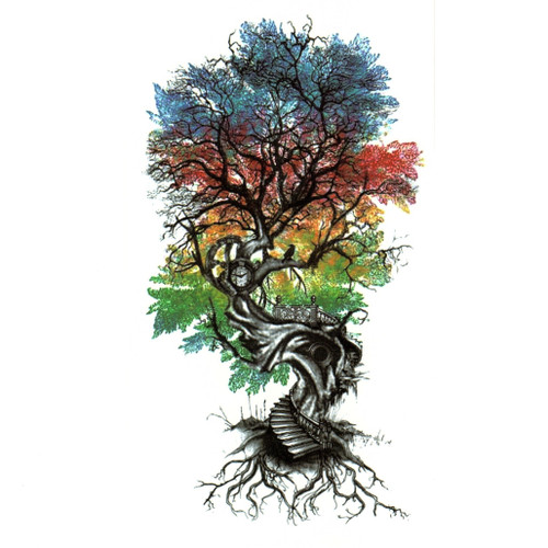 Temporary Tattoo, XQB-100, Watercolor Tree 100, 4.5" x 8.25"