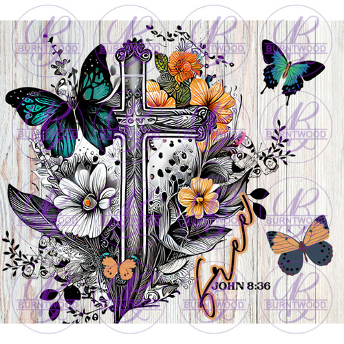 Floral Cross 20/30oz Wrap 6669