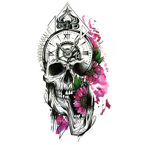 Temporary Tattoo, XQB-112, Skull 112, 4.5" x 8.25"