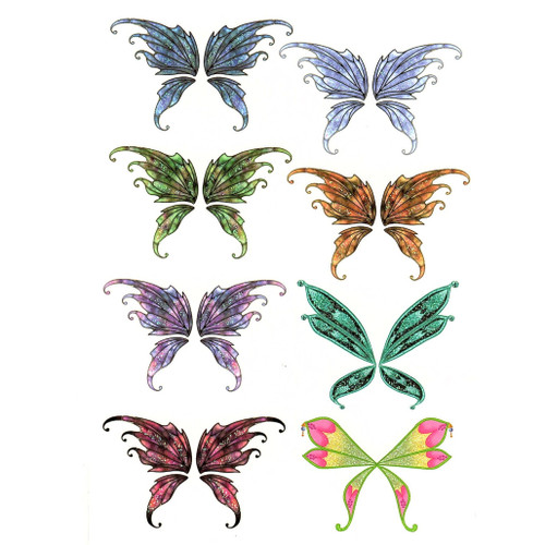 Temporary Tattoo, HS-016, Glitter Butterfly Multi 016, 4.15" x 5.75"