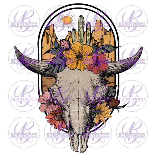 Cow Skull With Flowers 2255