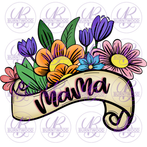 V2 Hard Surface Transfer - Floral Mama Banner 3.5" 4197