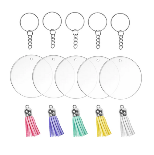 Round Acrylic Keychain Blanks 5 Pack