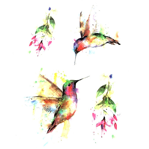 Watercolor Hummingbird Multi 444, 6" x 8.25"